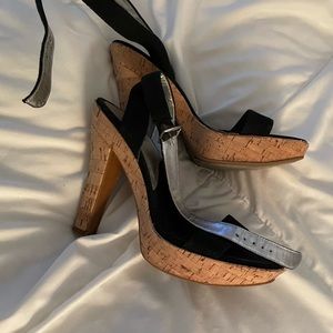 GUESS black and cork platforms. Size 7.